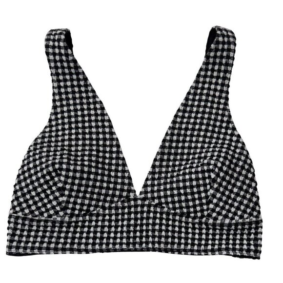 VOLCOM Xo CocoHo Houndstooth Bikini Crop Top Women's Small Textured Pull-On NEW - Picture 3 of 9